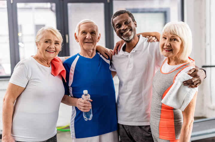 Group of elderly people in workout gear