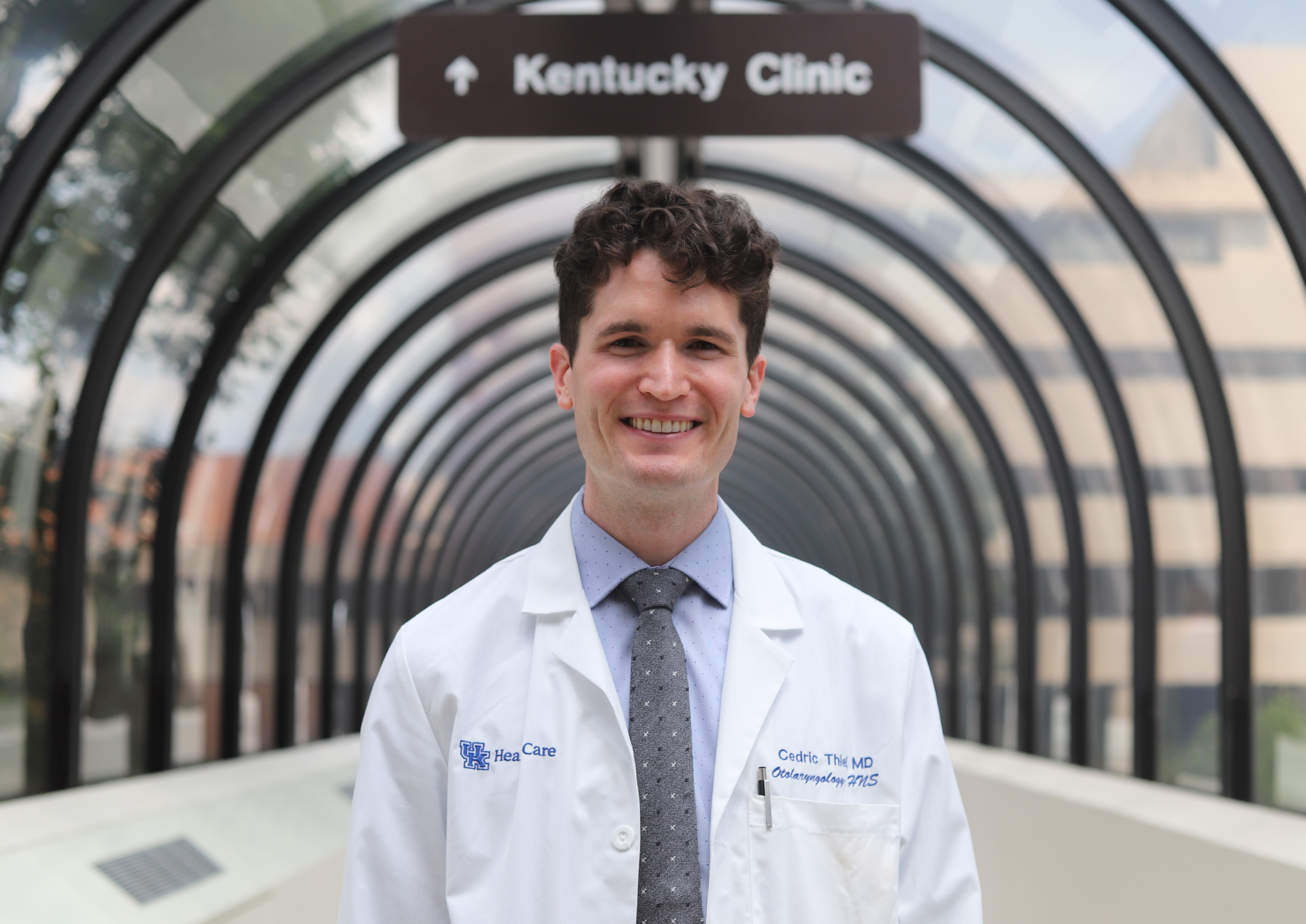 Cedric Thiel posing in Kentucky Clinic's pedway