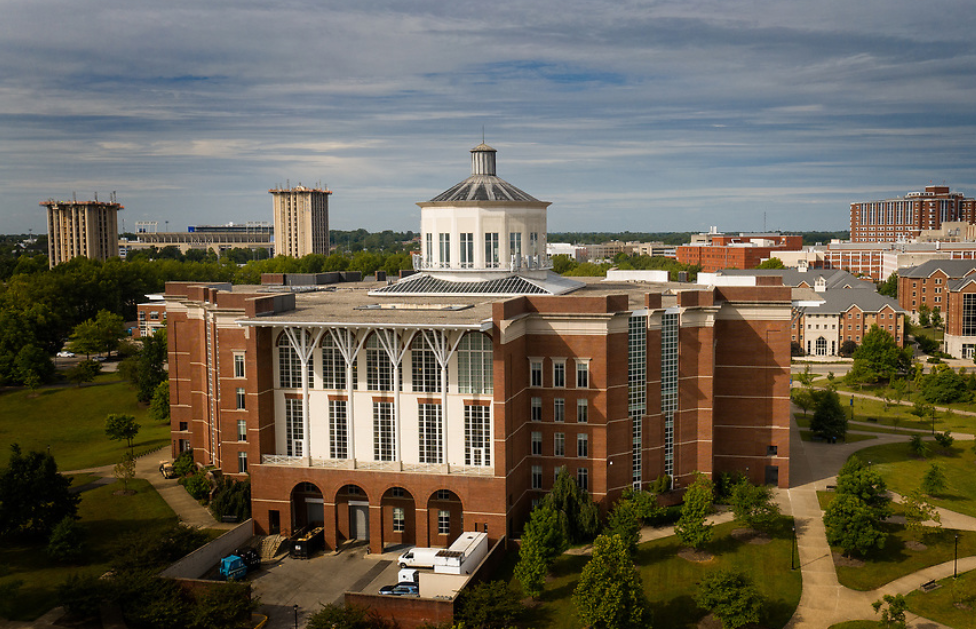 william t young library aerial shot