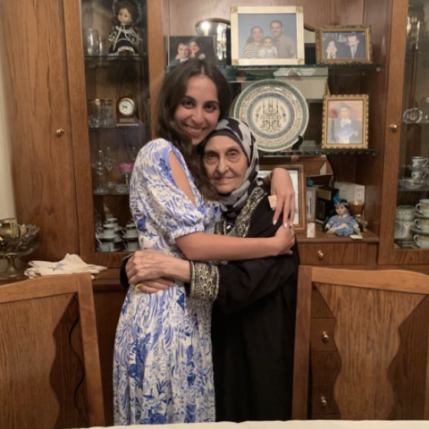 Dealla Samadi hugging her grandmother