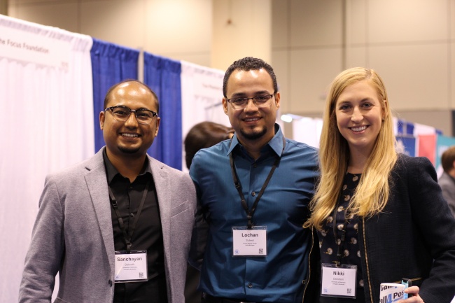 It's always great to run into old friends while at conferences.  Dr.  Sanchayan Debnath and Dr. Nikki Davidson run into Dr. Lochan Subedi, a former UK Neonatal Fellow at the 2018 PAS Conference in Toronto.