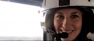 Dr. Nikki Davidson mid-flight during a UK Healthcare Neonatal Transport Call.