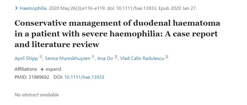 Conservative management of duodenal haematoma in a patient with severe haemophilia: A case report and literature review