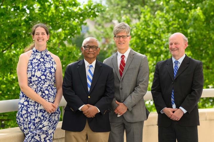 (From left): Mary Sheppard, MD; Sibu Saha, MD; David Minion, MD; and Alan Daugherty, PhD Sheppard and Minion will server as co-directors of the new research center.
