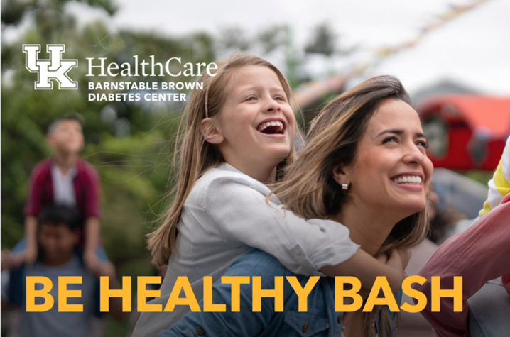 Image of a Mother and Daughter with the text "Be healthy bash" superimposed