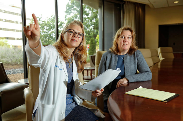OB-GYN and former BIRCWH scholar Rachel W. Miller, MD, and her colleague Jill Kolesar, PharmD, are co-directors of the Markey Cancer Center Molecular Tumor Board.