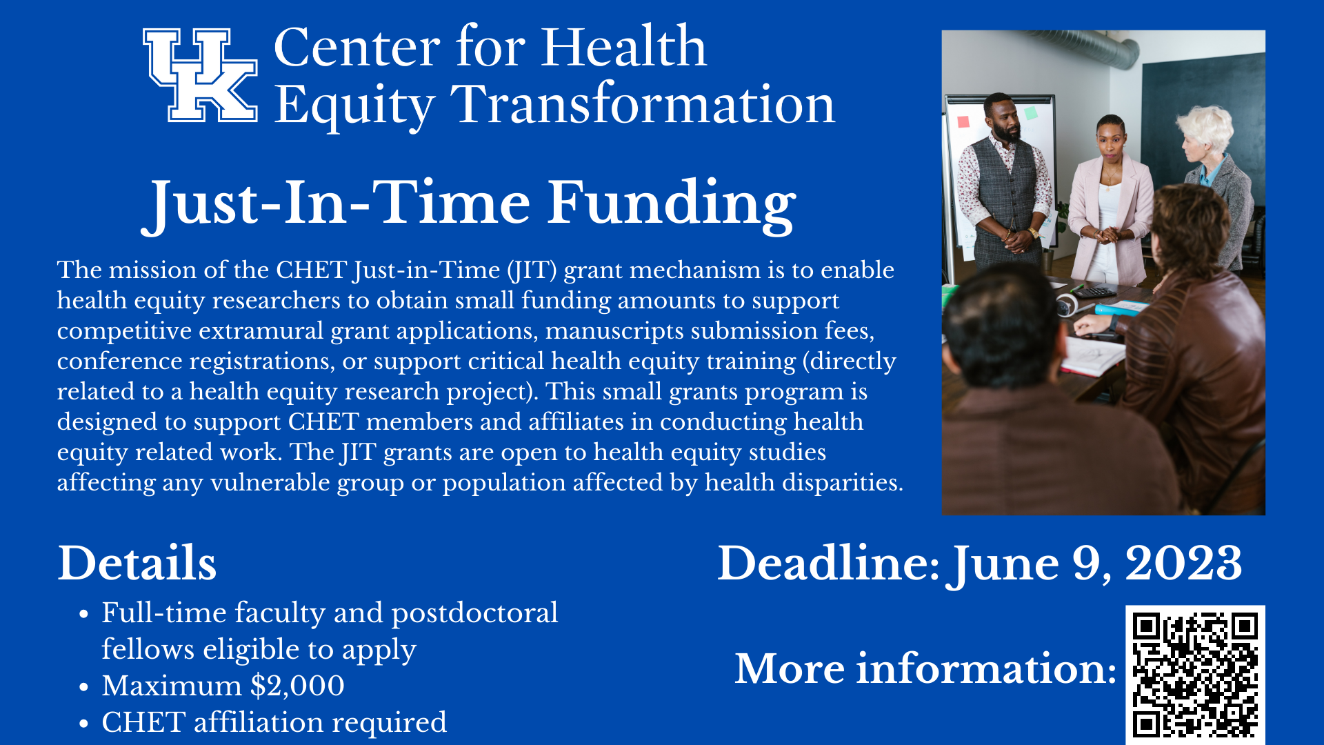 Flyer for Just-in-Time Funding Opportunity