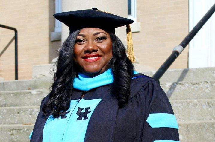 Ashlee-Nicole Crump Hamilton, a scholar in the UK College of Education and director of student services in the UK College of Medicine, will become “Dr. Ashlee-Nicole Crump Hamilton" this Friday at UK's Commencement.