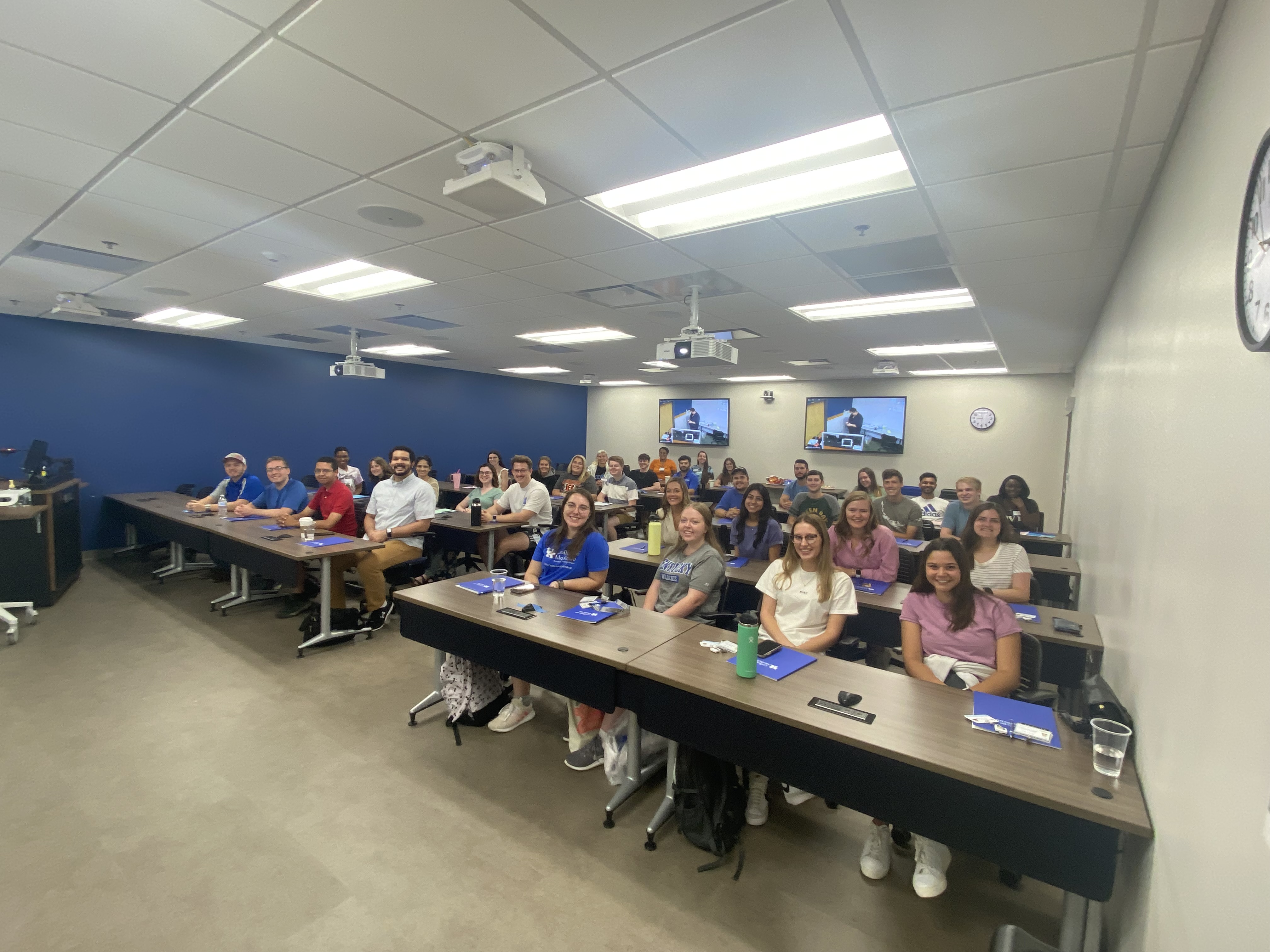 First year students in a classroom for orientation
