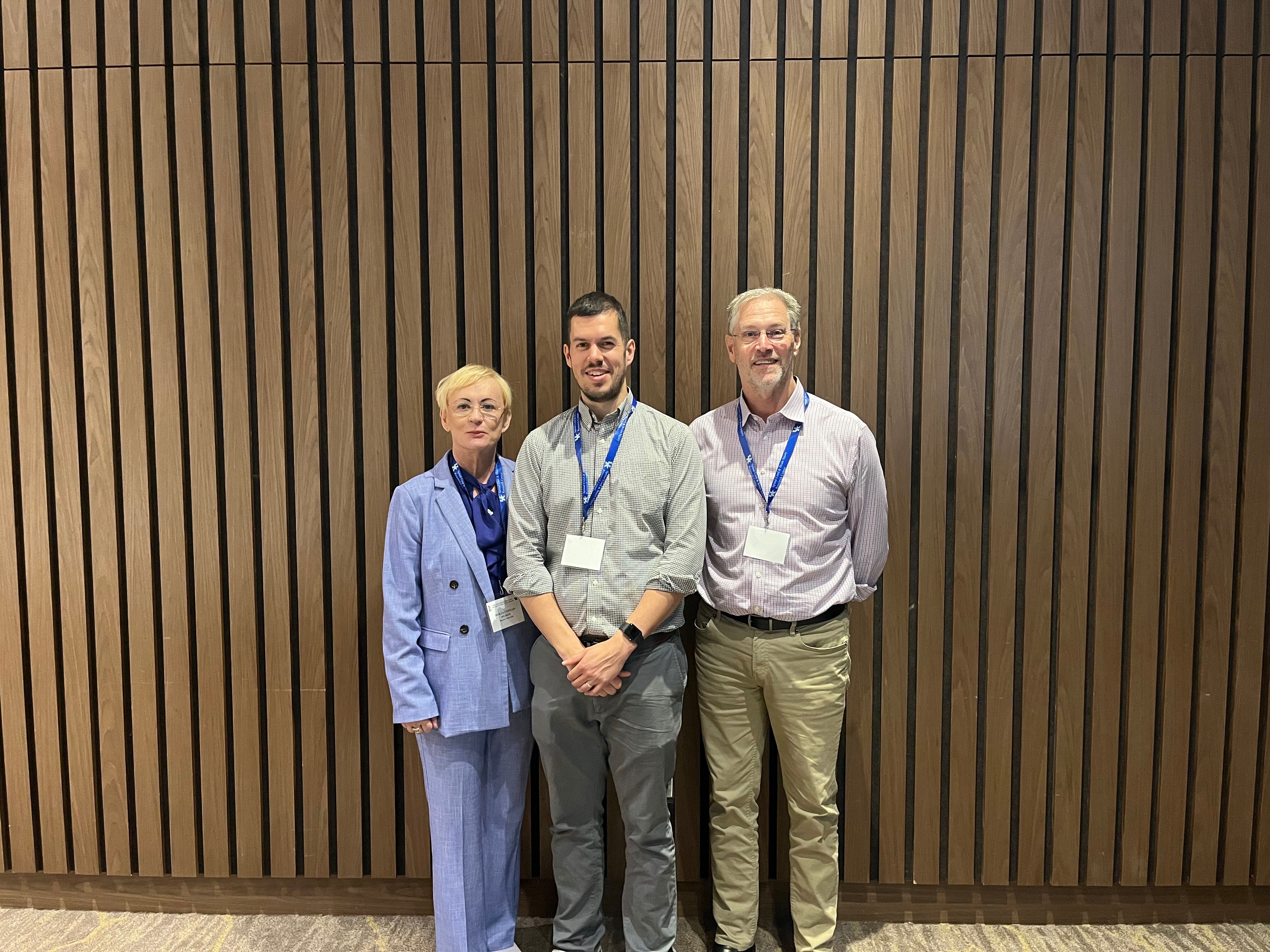 a photo of Dr. Ibolja Cernak, Dr. Brad Hubbard, and Dr. Stephen Ahlers at the 2023 KSCHIRT conference  