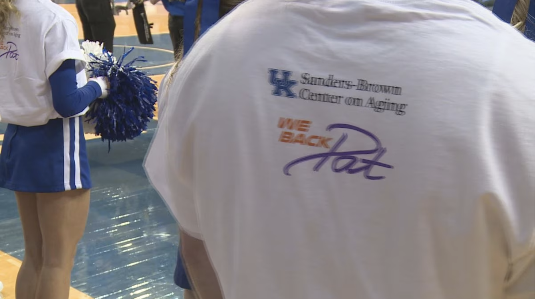 The back of a t-shirt that reads: Sanders Brown Center on Aging, We Back Pat