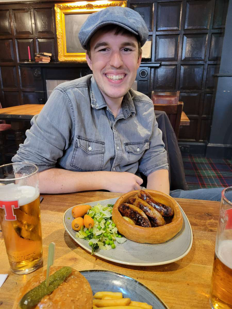 Jerod Crockett about to have a meal in Germany