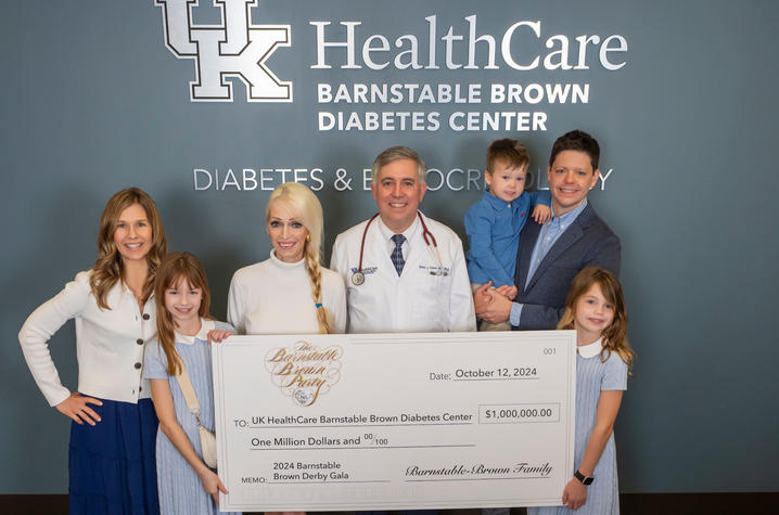 The Barnstable Brown family present the 2024 Gala’s $1 million donation to Dr. Simon Fisher, director of the Barnstable Brown Diabetes Center.