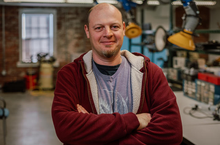 Dmitry Strakovsky in his workshop