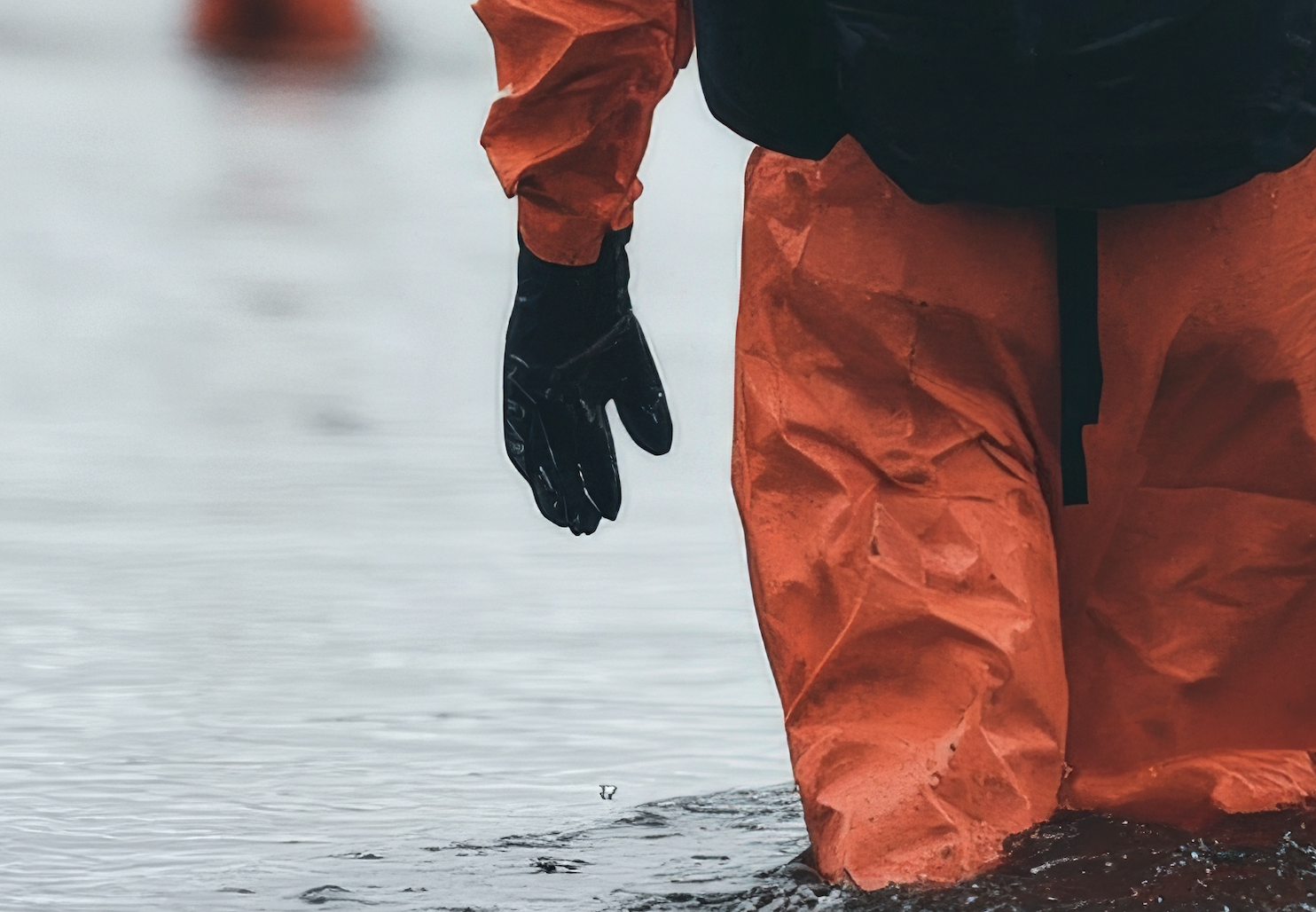 wading through high flood waters