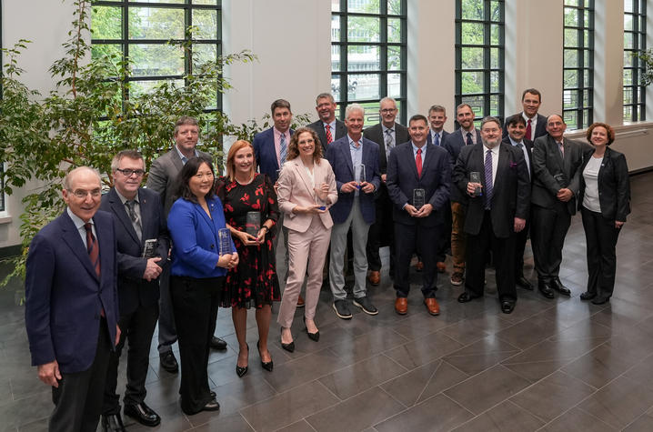 The 2025-26 University Research Professors gathered together for a group photo.