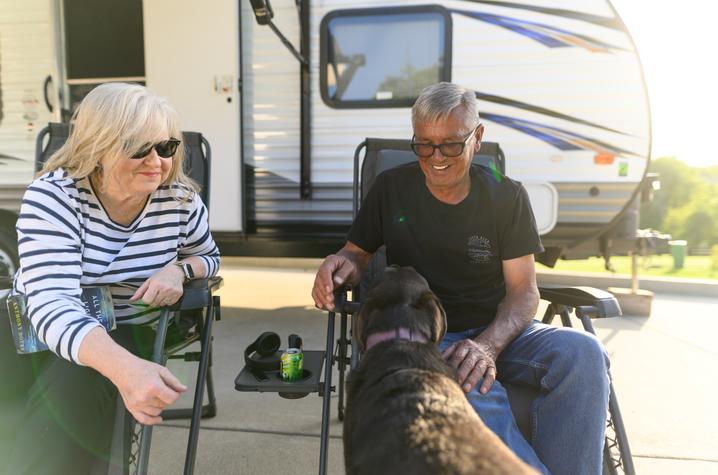 Gary Larkin, right, now on targeted therapy, enjoys quality time outdoors with his wife Jennifer.