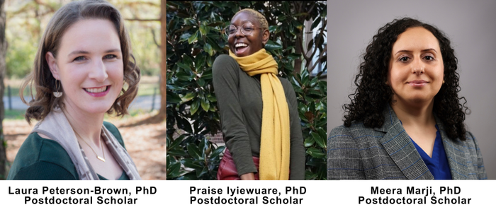 Laura Peterson-Brown, Praise Iyiewuare, and Meera Marji