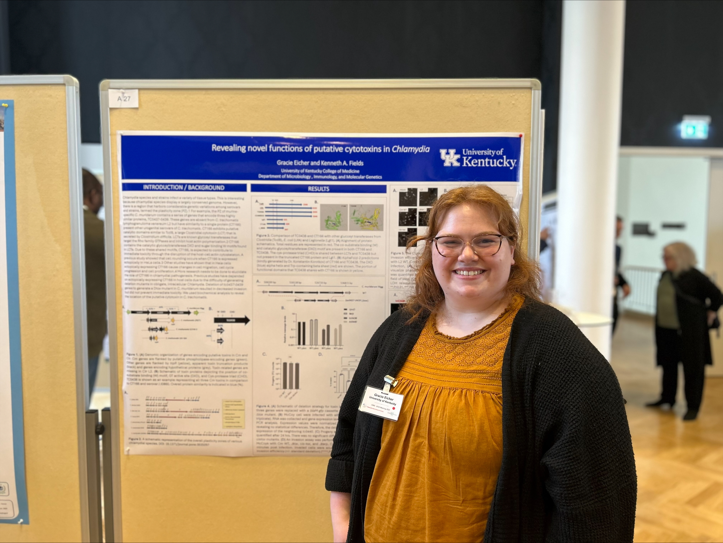 Gracie Eicher presenting her poster at the Biennial Meeting for the Chlamydia Basic Research Society (CBRS) . 