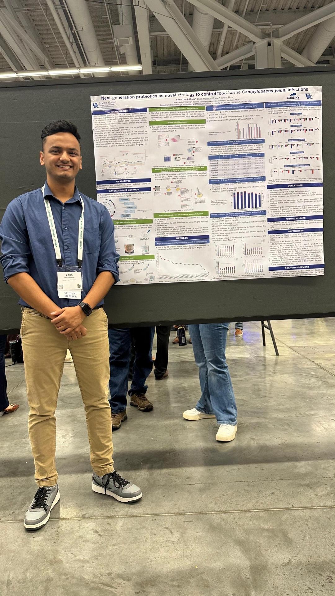 Bibek Lamichhane with his scientific poster.