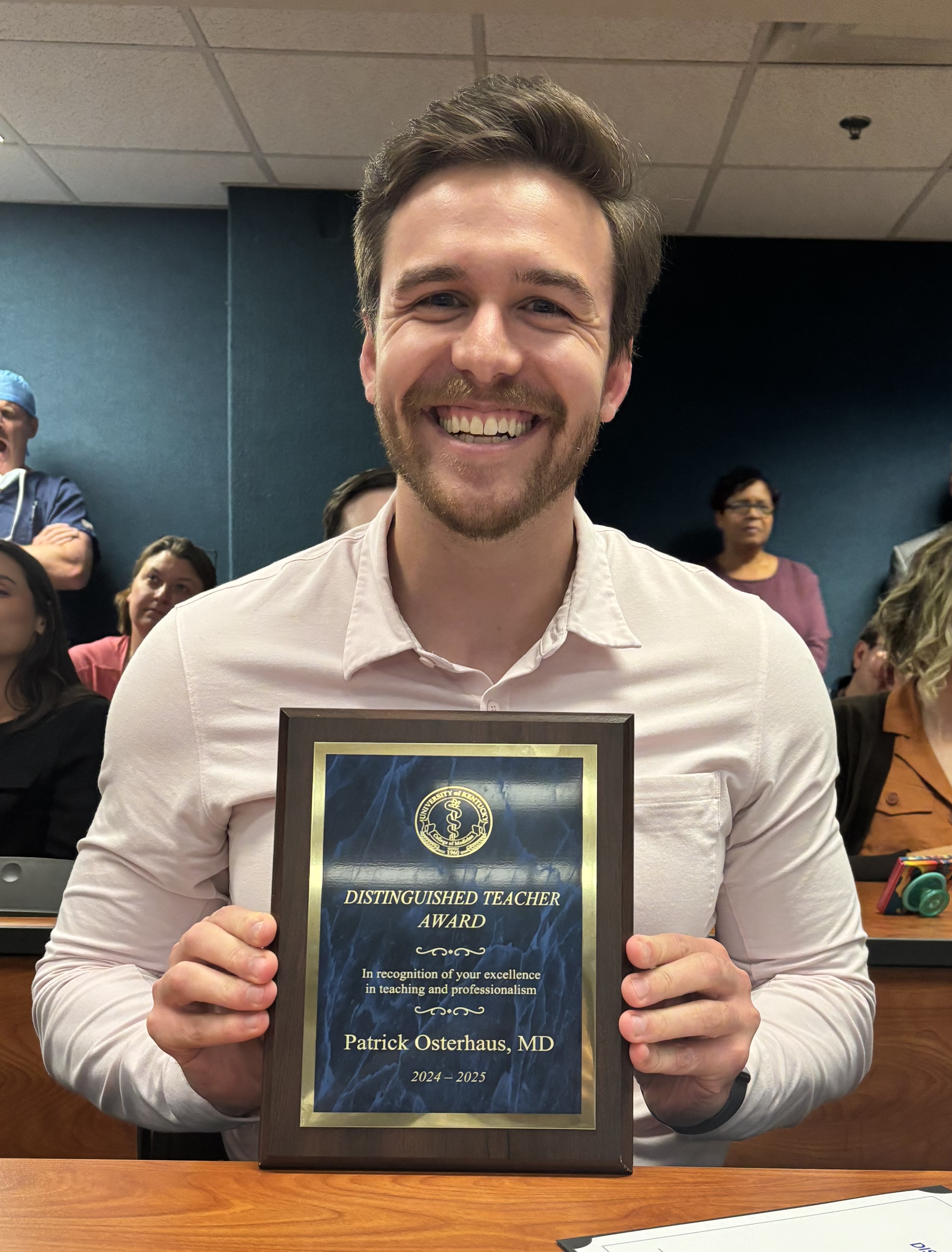 shot of Dr. Osterhaus with his teaching award