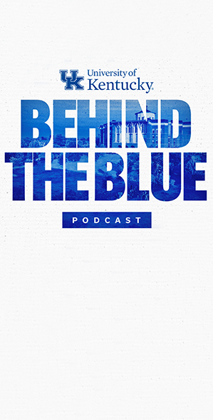UK University of Kentucky, Behind the Blue Podcast logo