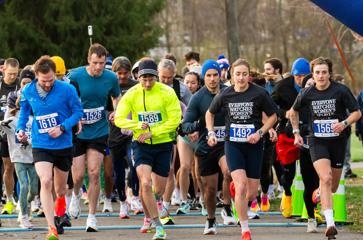 A line of runners participating I the third annual World Hearing Day 5K