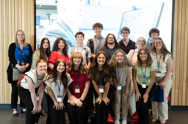 High school participants of the NextGen Cancer Summit gathered together for a group photo.