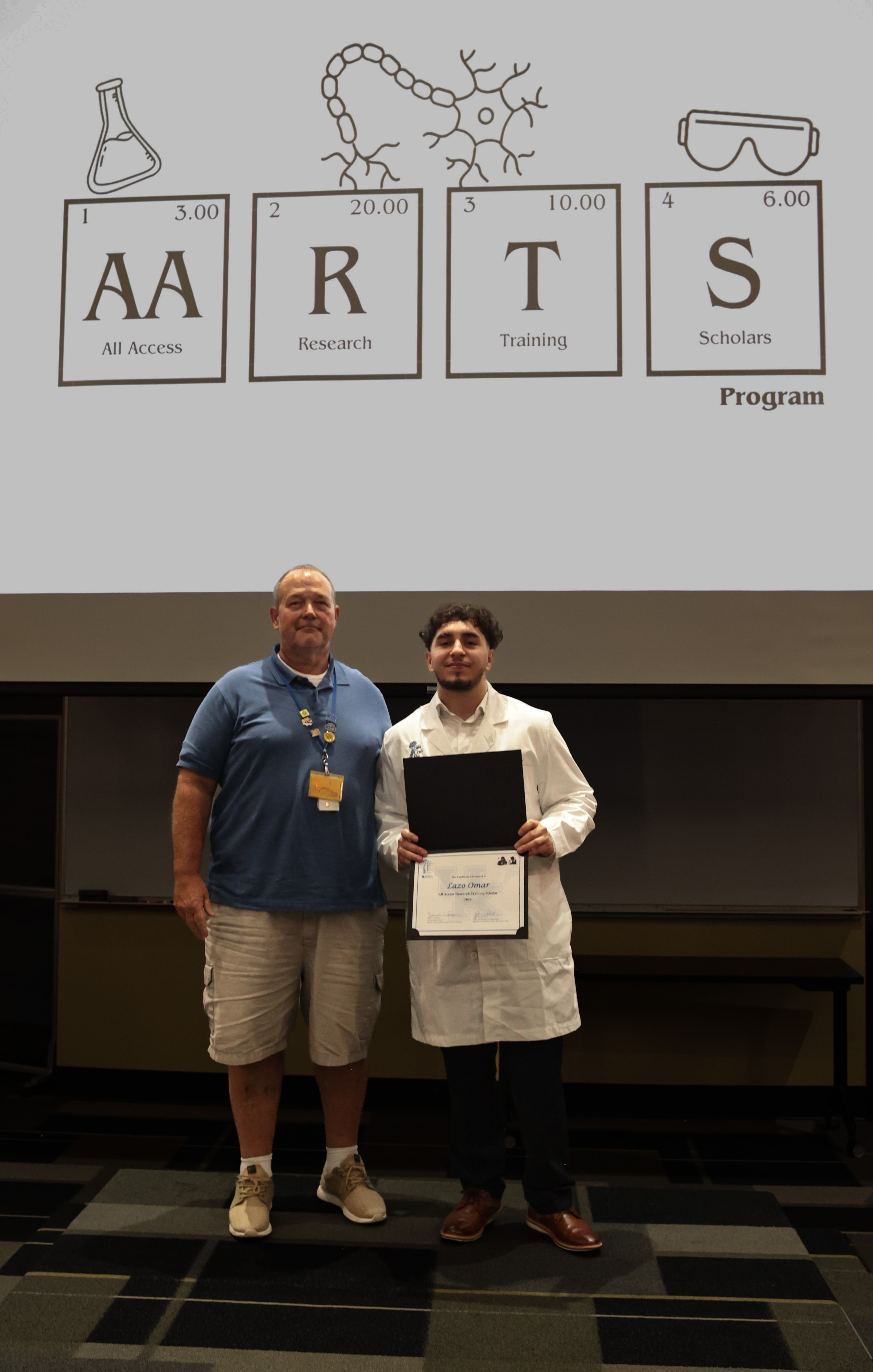 Lazo Omar and mentor, Dr. Patrick Sullivan during the AARTS 2026 Symposium