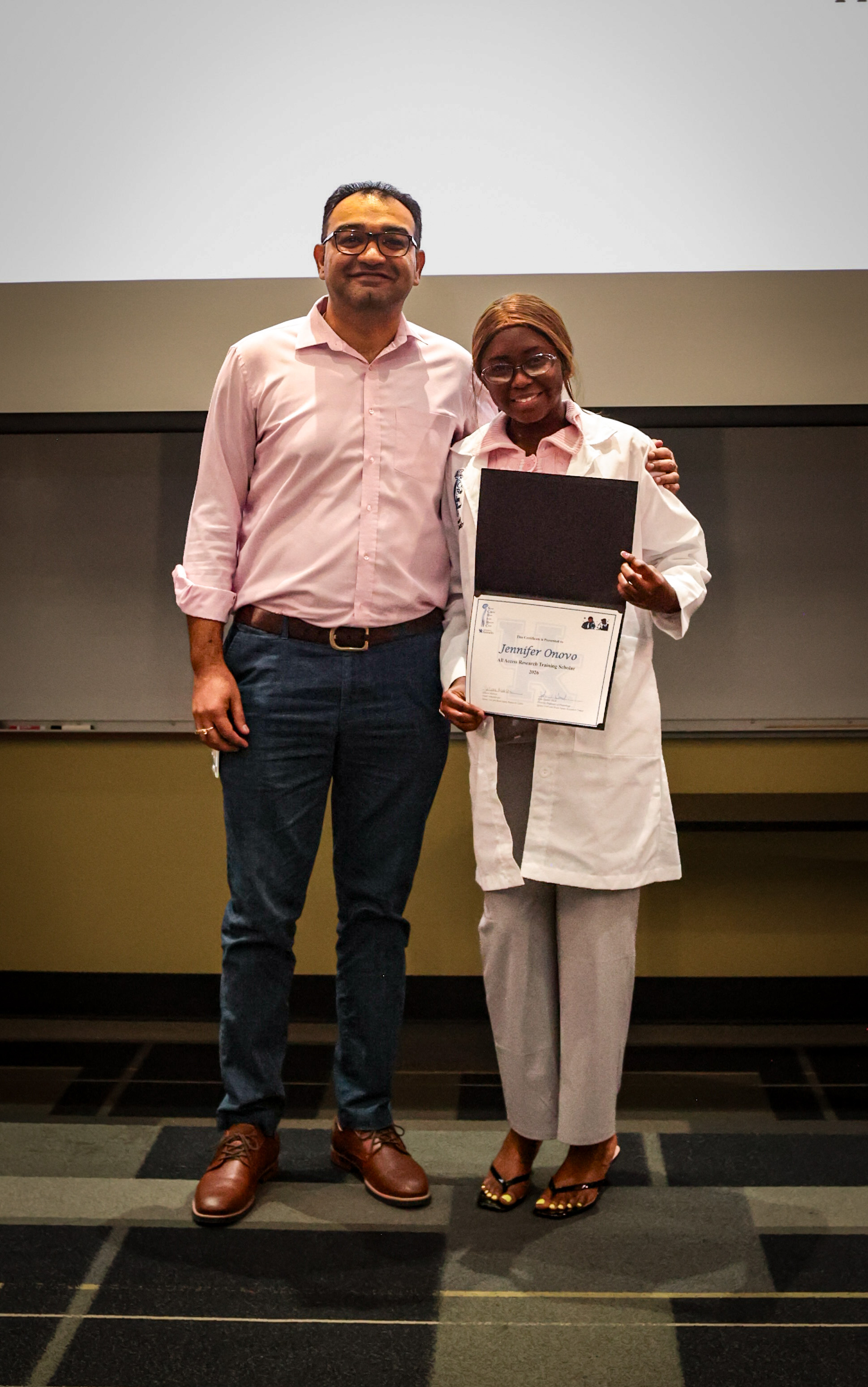 Jennifer Onovo and mentor, Dr. Rahul Sachdeva during the AARTS 2026 Symposium