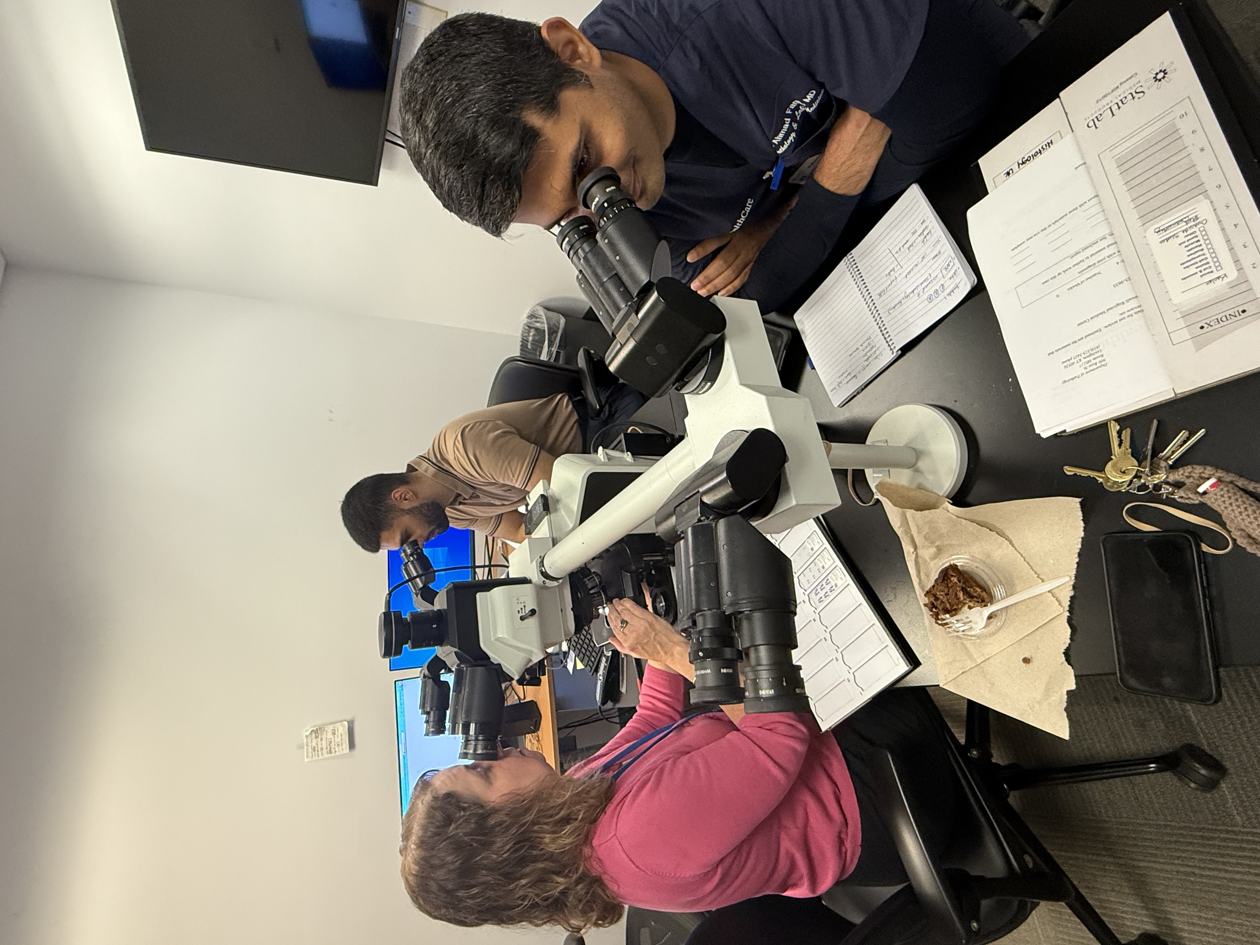 Students at microscope