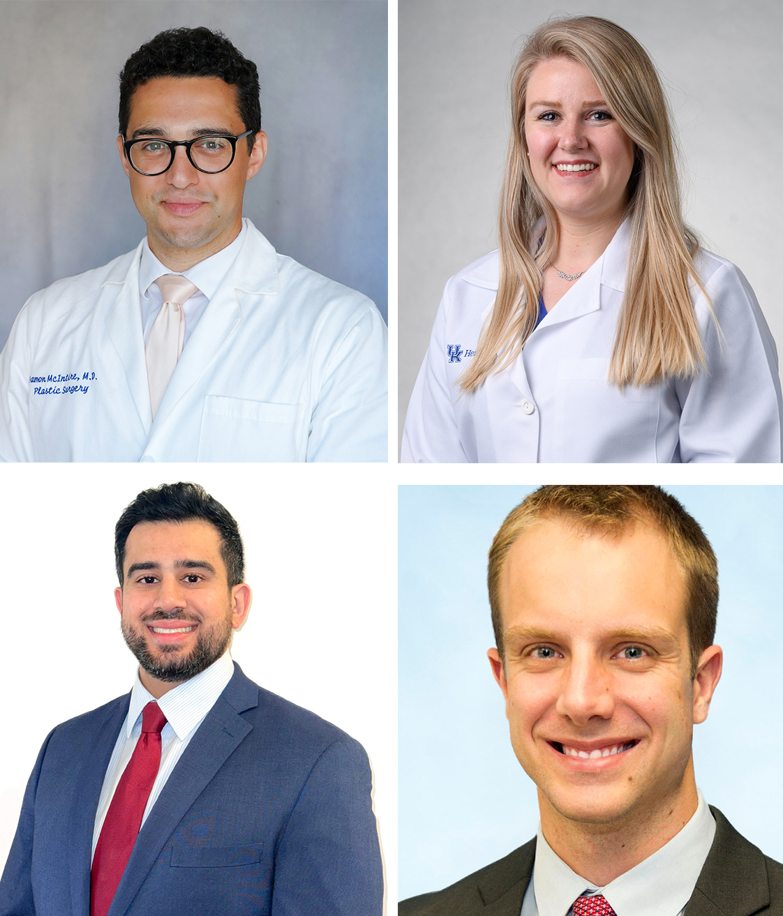 Four separate business photos of four new surgeons who started their practice in September