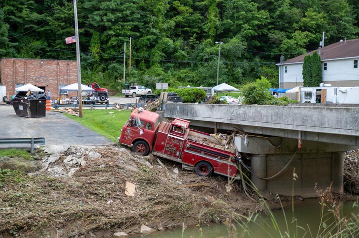 UK HealthCare's June Buchanan Clinic in the hard-hit community of Hindman experienced significant flooding. 