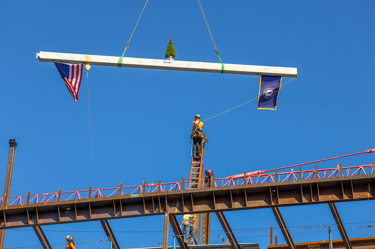 Beam going into place