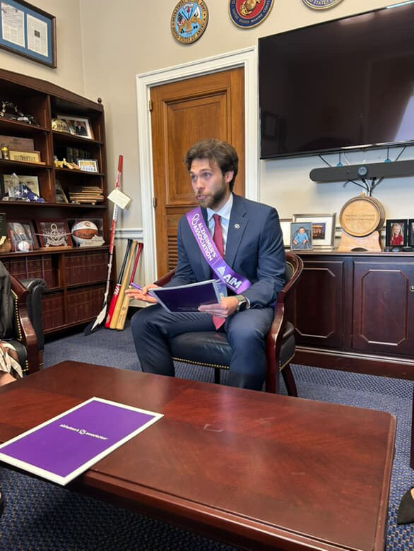 Stephens sitting in a lawmaker's office talking