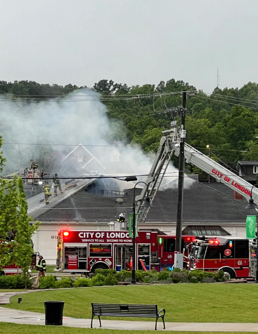 Huffman and Huffman damaged by fire (Photo by WLEX-18)
