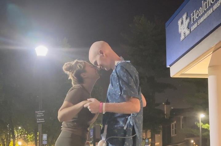 On his last night in the hospital, Jacob and his girlfriend Ashton danced outside Good Samaritan. Photo provided by Jacob Whitt.
