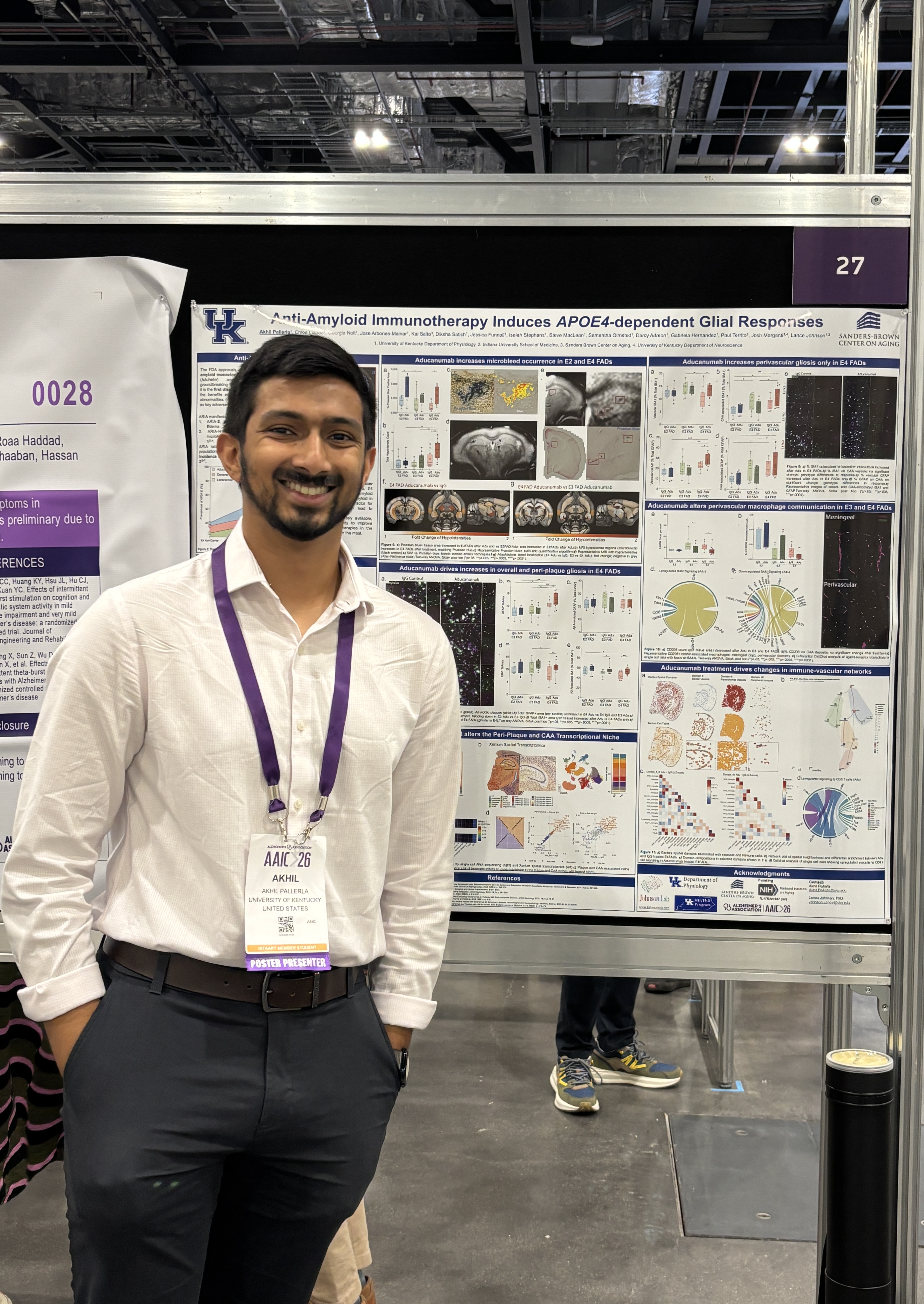 Akhil Pallerla shares his poster, "Apoe4 Drives Changes In Glial Reactivity After Aducanumab Immunotherapy"