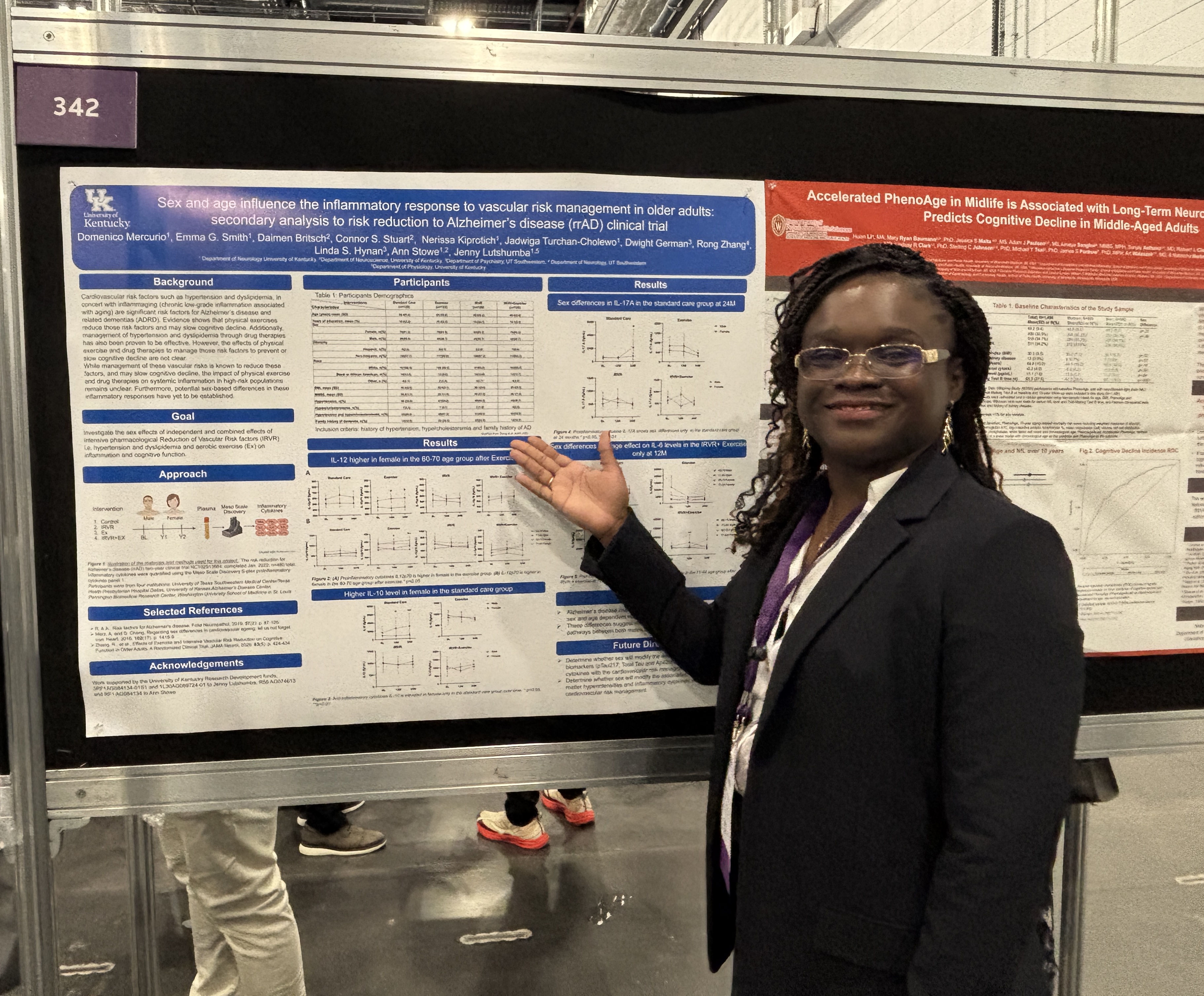 Jenny Lutshuma, Ph.D. shares her poster "Sex and Age Influence Inflammation in Vascular Risk Management: Secondary Analysis to Risk Reduction To Alzheimer’s Disease Clinical Trial"