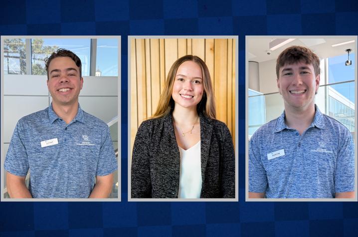 From left: Grant Fischer, Julianne Sharpe and Austin Trotter have been has been selected for the 2025-26 Scholars Transforming Through Research (STR) Program. Photos provided by OUR.
