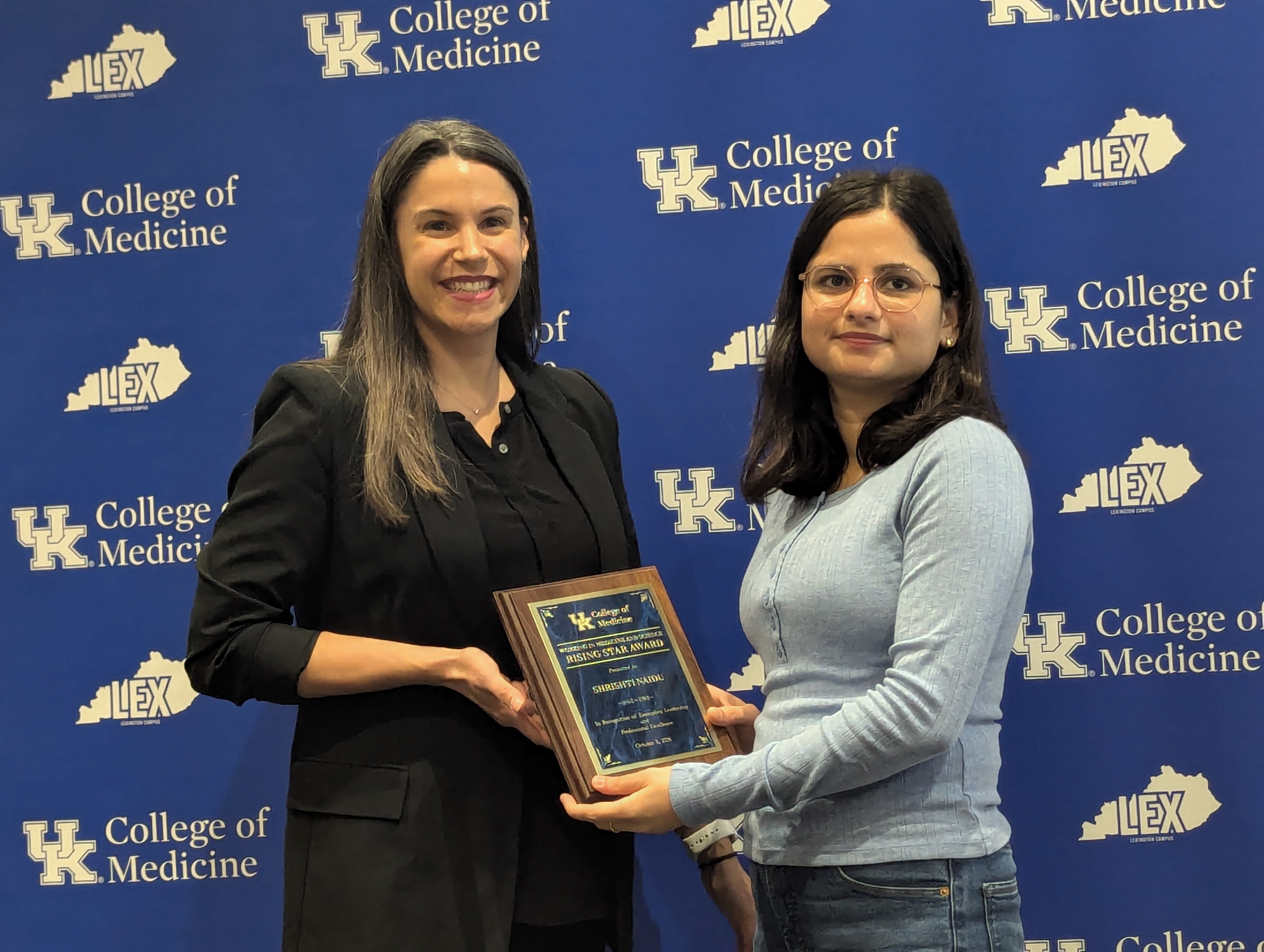 WIMS award winner Shrishti Naidu accepts her award.