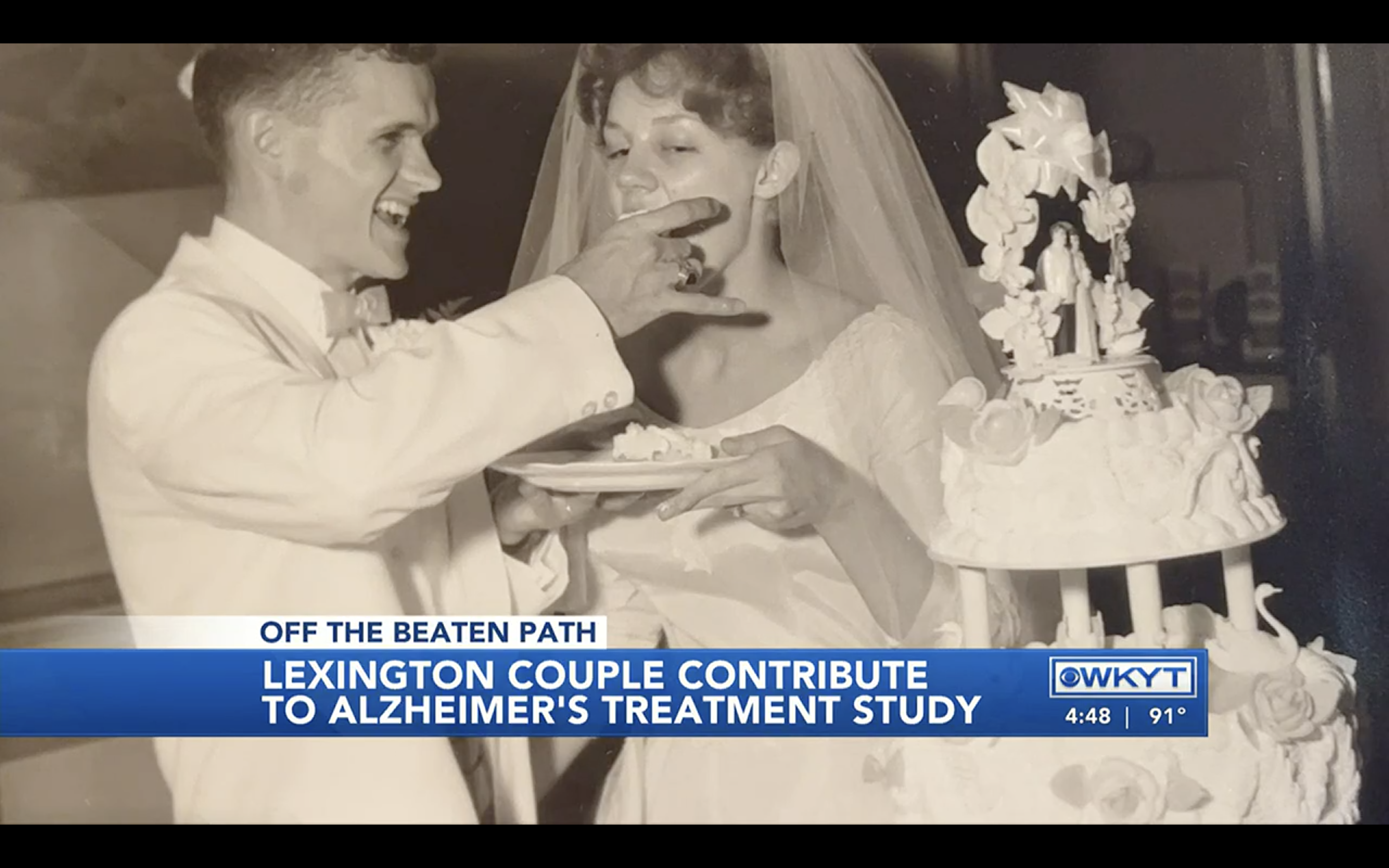 Ron Borkowski eating cake at their wedding