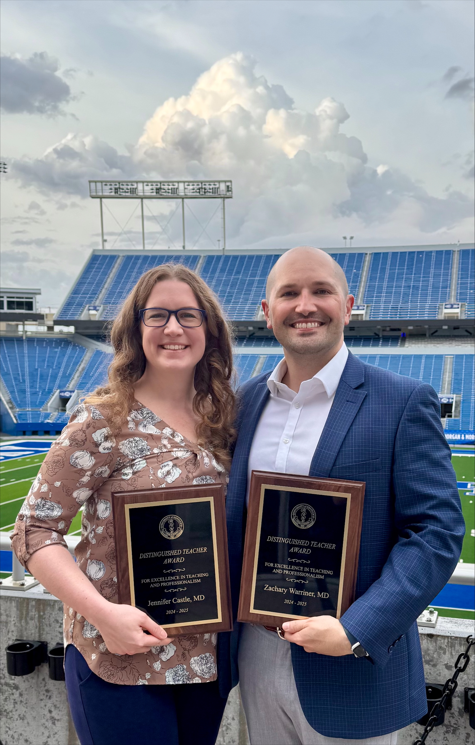 Dr. Jennifer Castle, (PGY-5), and Dr. Zach Warriner, trauma faculty were recipients of Distinguished Teaching Awards