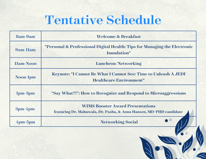 Tentative Schedule for WIMS Day 2022