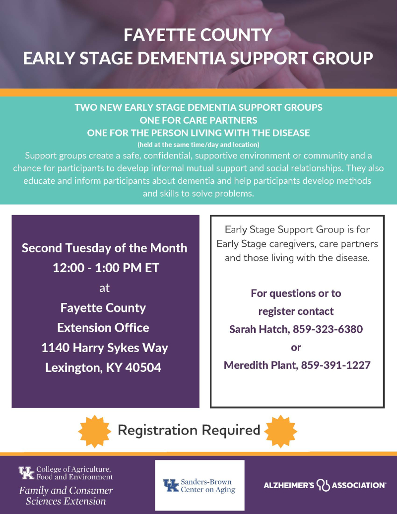 Fayette County Early Stage Support Group, information above