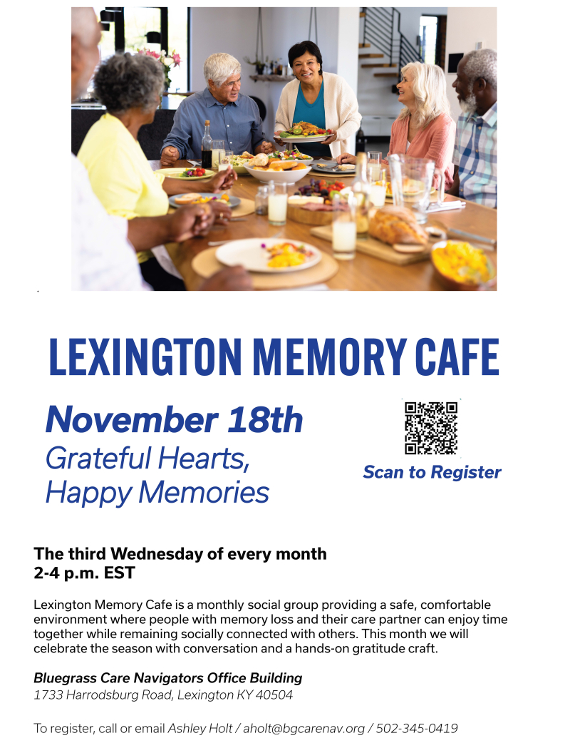 Memory Cafe flyer; details in description