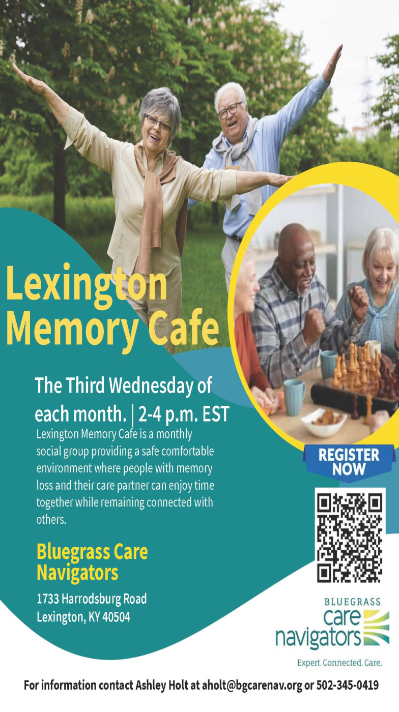 Memory Cafe flyer;  all relevant event details contained within image are also are written above