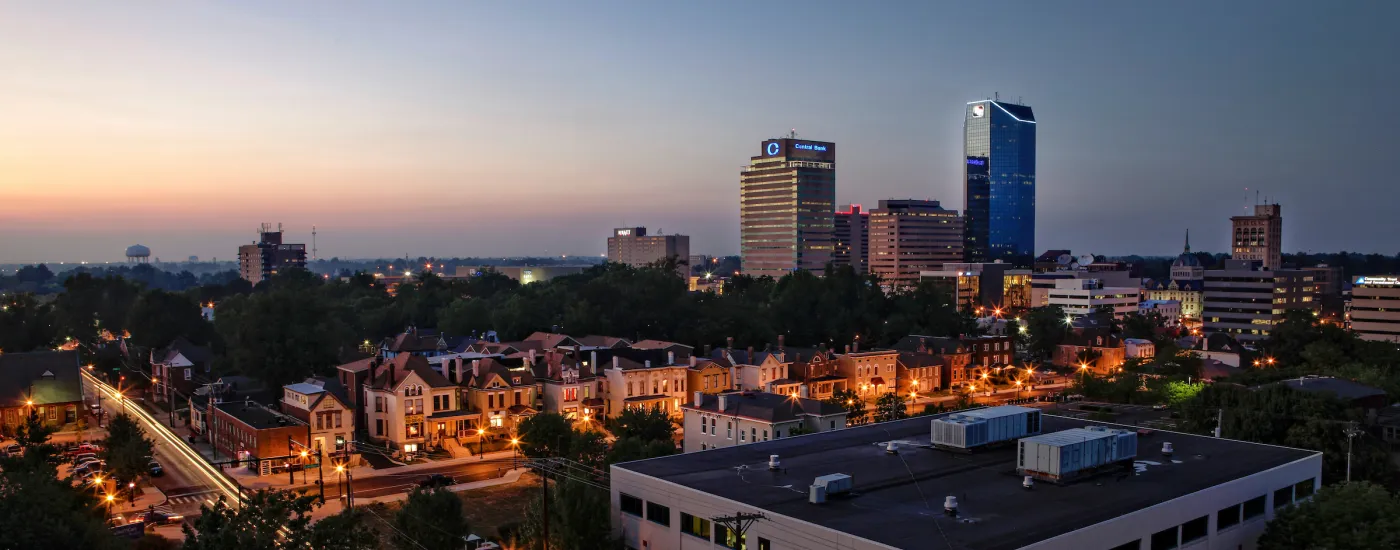Lexington KY skyline at dusk