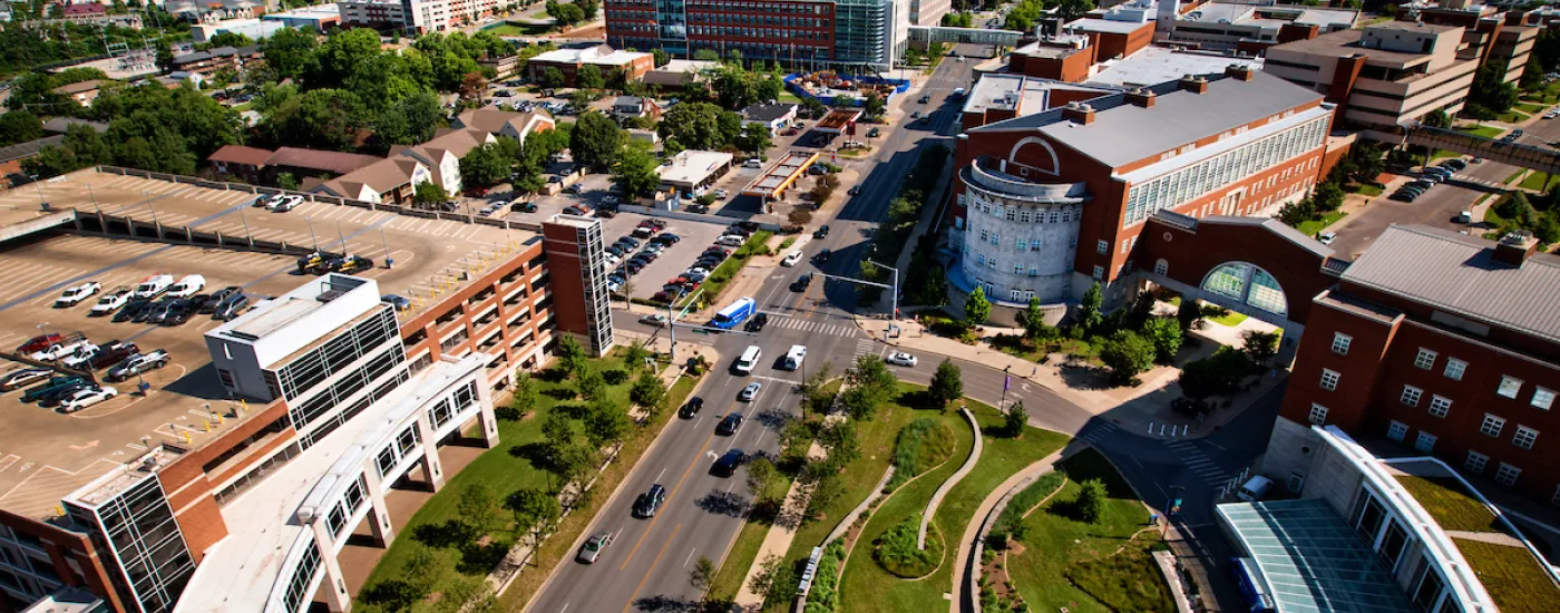 aerial view from the helipad on the top of Chandler Medical Center