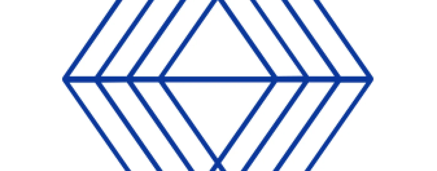 geometric shape with 4 diamonds overlapping and connected by a line through the horizontal middle